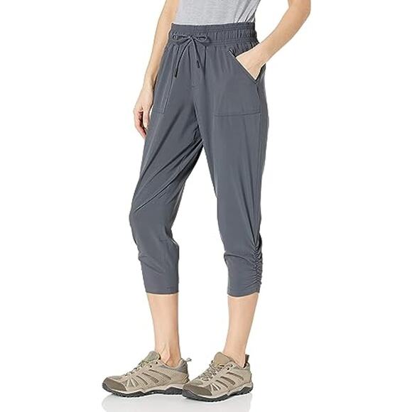 Prana Pants Womens Small Capri Midtown Cropped Jogger Gray Ruched Mid Rise - Picture 1 of 8